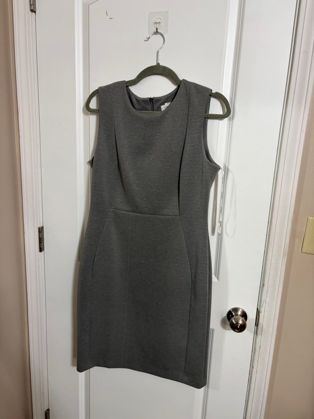Calvin Klein Sleeveless Gray Midi Sheath Dress